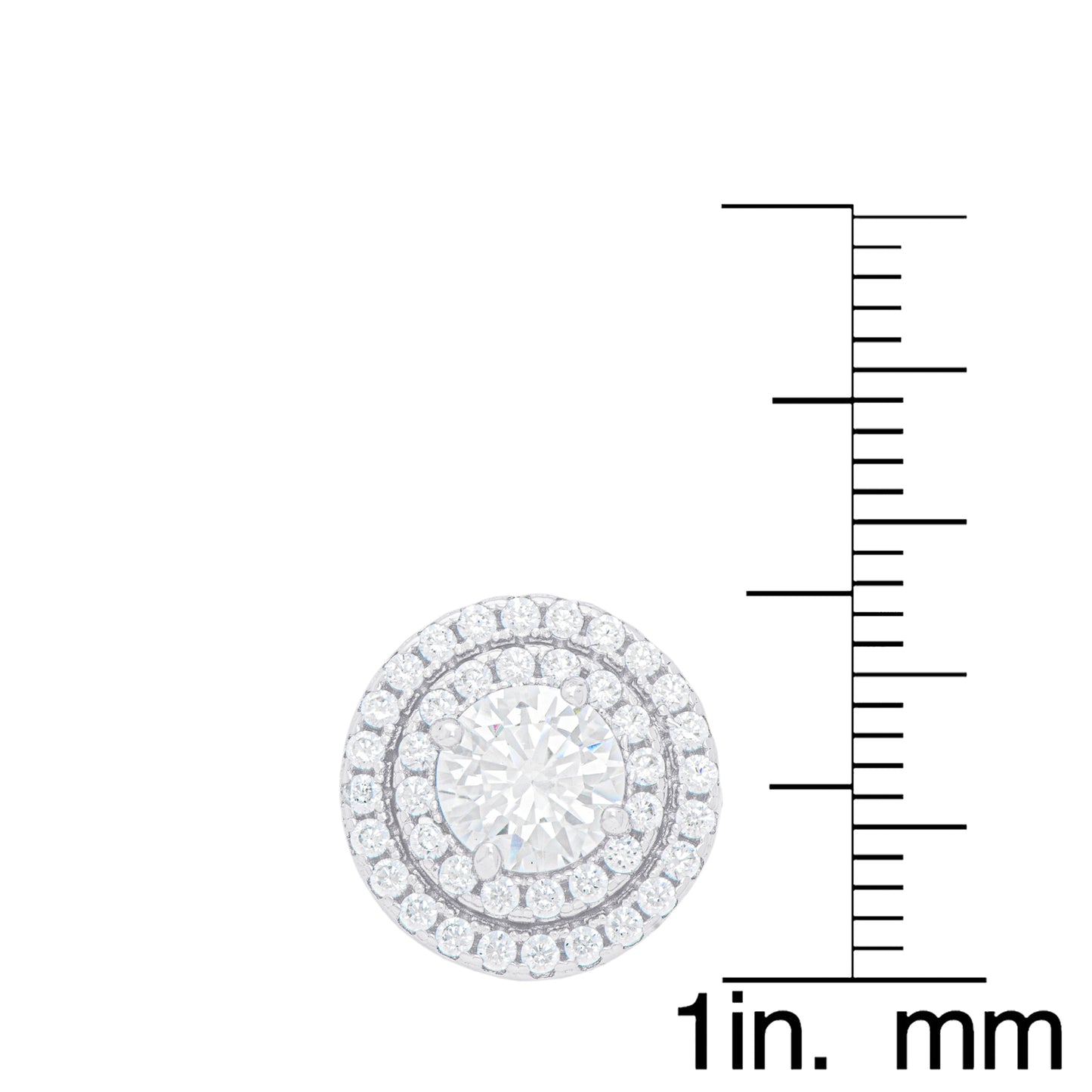 Sterling Silver Clear Cubic Zirconia Round Halo Earrings