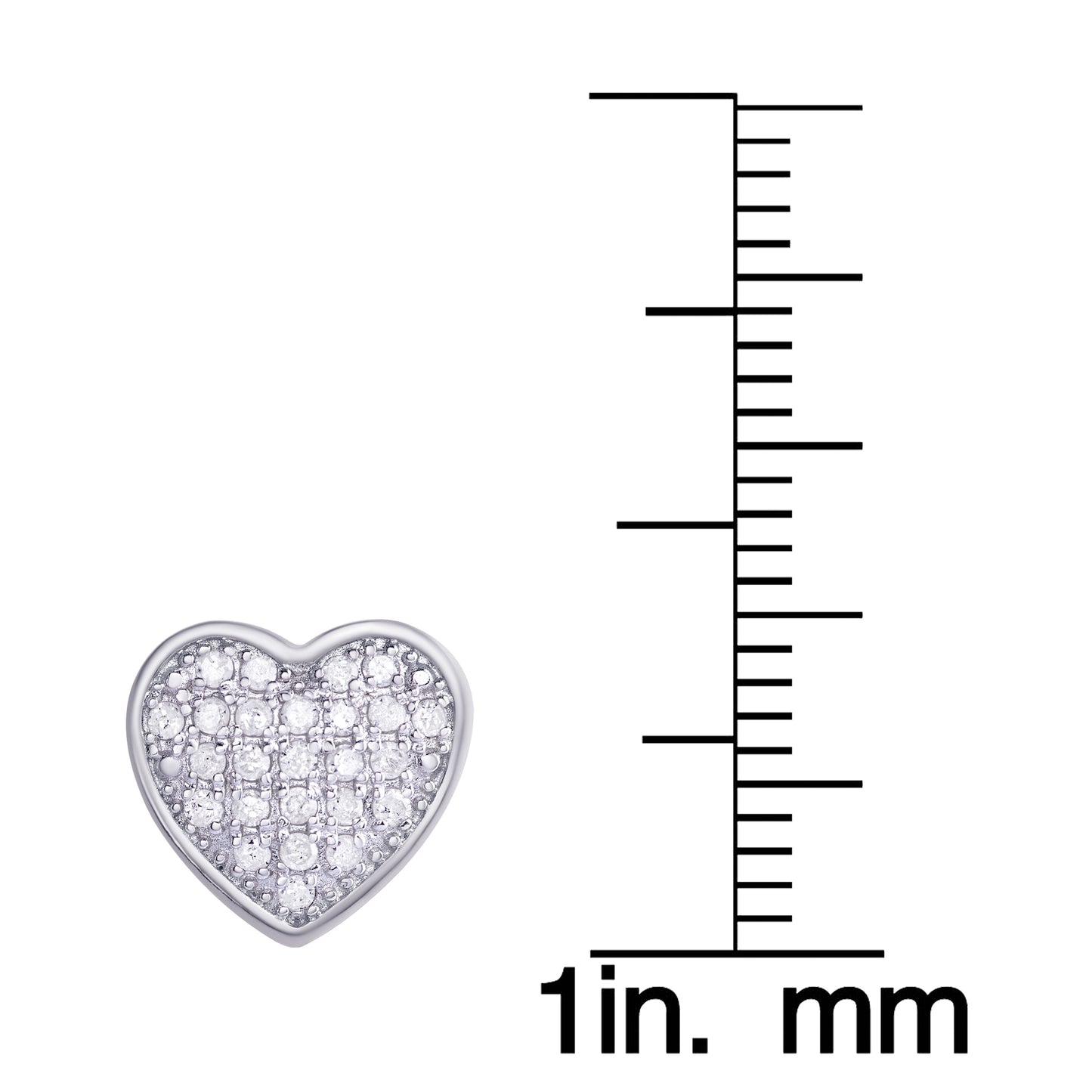 Sterling Silver 1/4Ct Diamond Heart Stud Earring