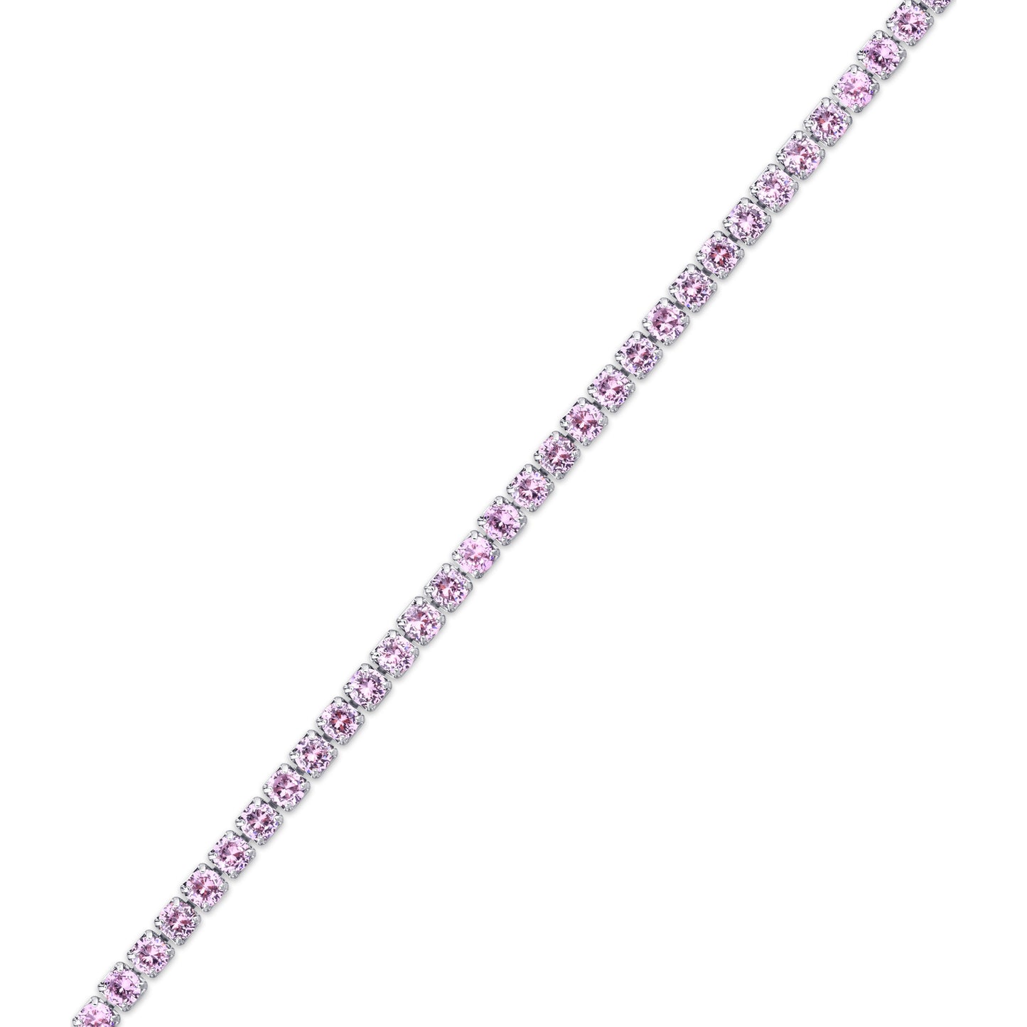Silver Plated Pink Cubic Zirconia Tennis Bracelet