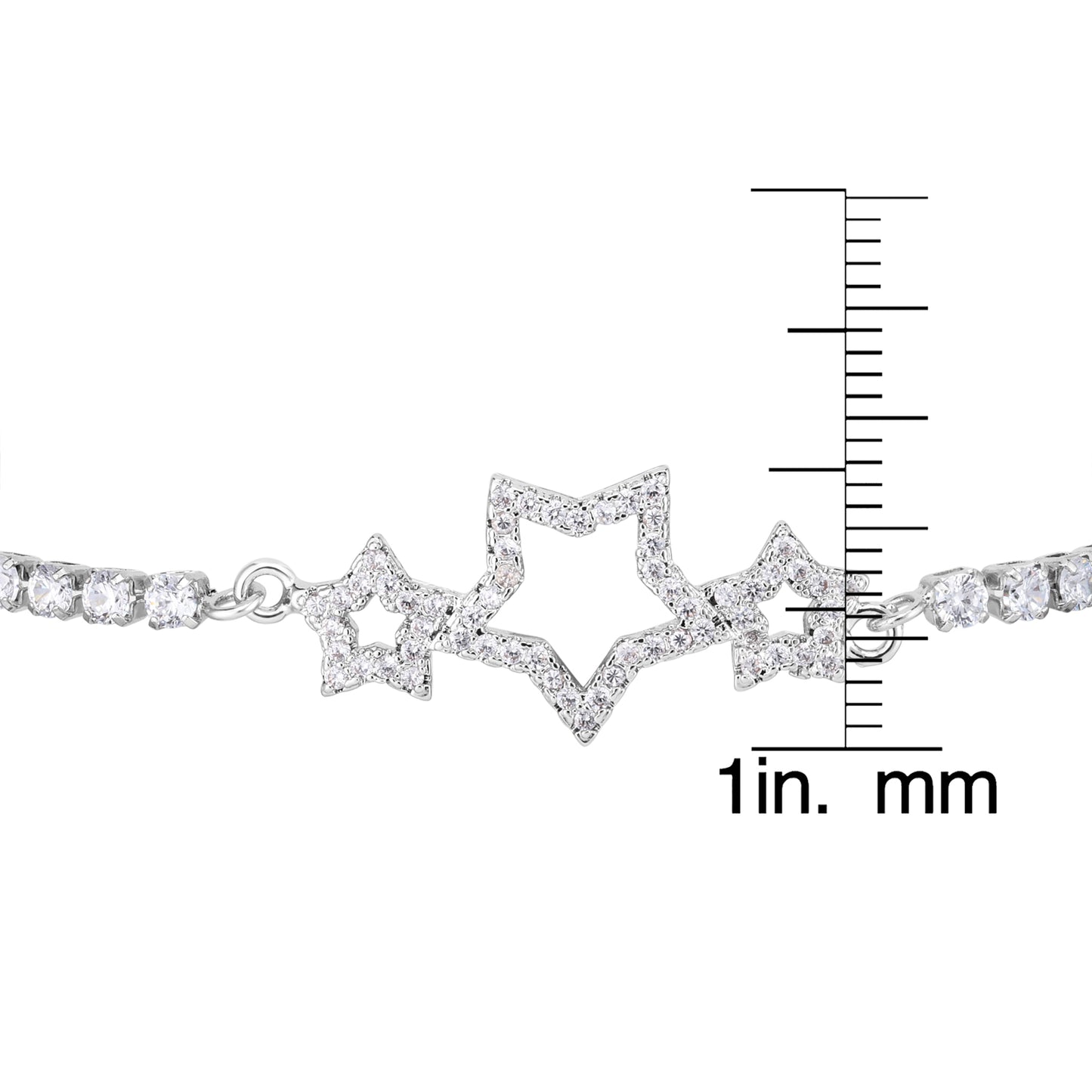 Silver Plated Cubic Zirconia Star Adjustable Bracelet