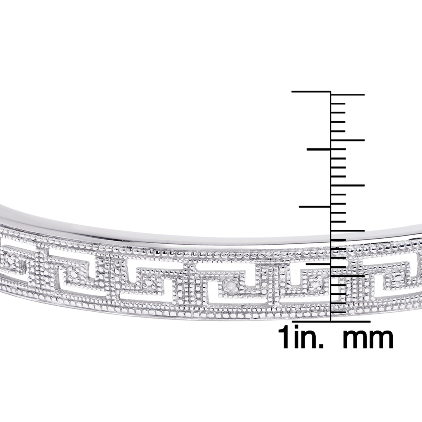 Silver Plated Diamond Accent Greek Key Bangle