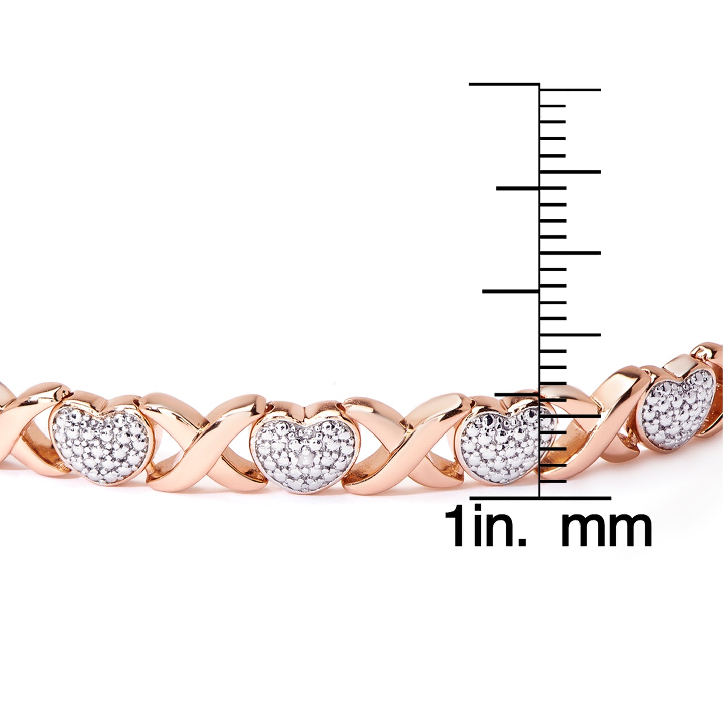 Rose Gold Plated Diamond Accent '"X" & Heart Adjustable Bracelet