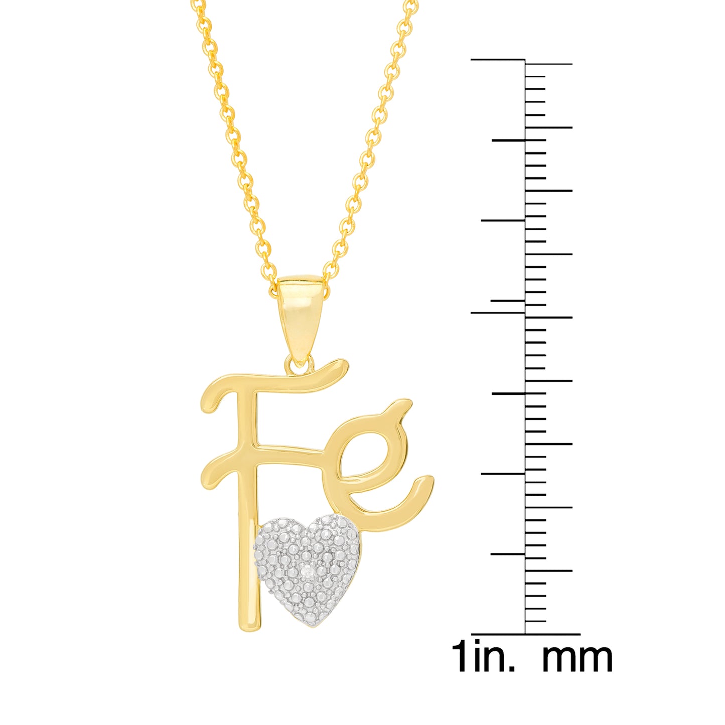 Diamond Accent Fe Heart Pendant 18'' Necklace in 14k Gold Plated