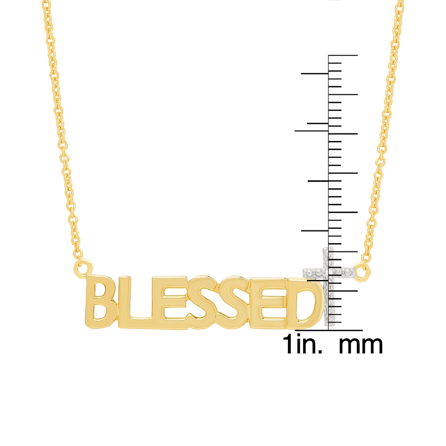 Diamond Accent Blessed 18'' Necklace in 14k Gold Plated