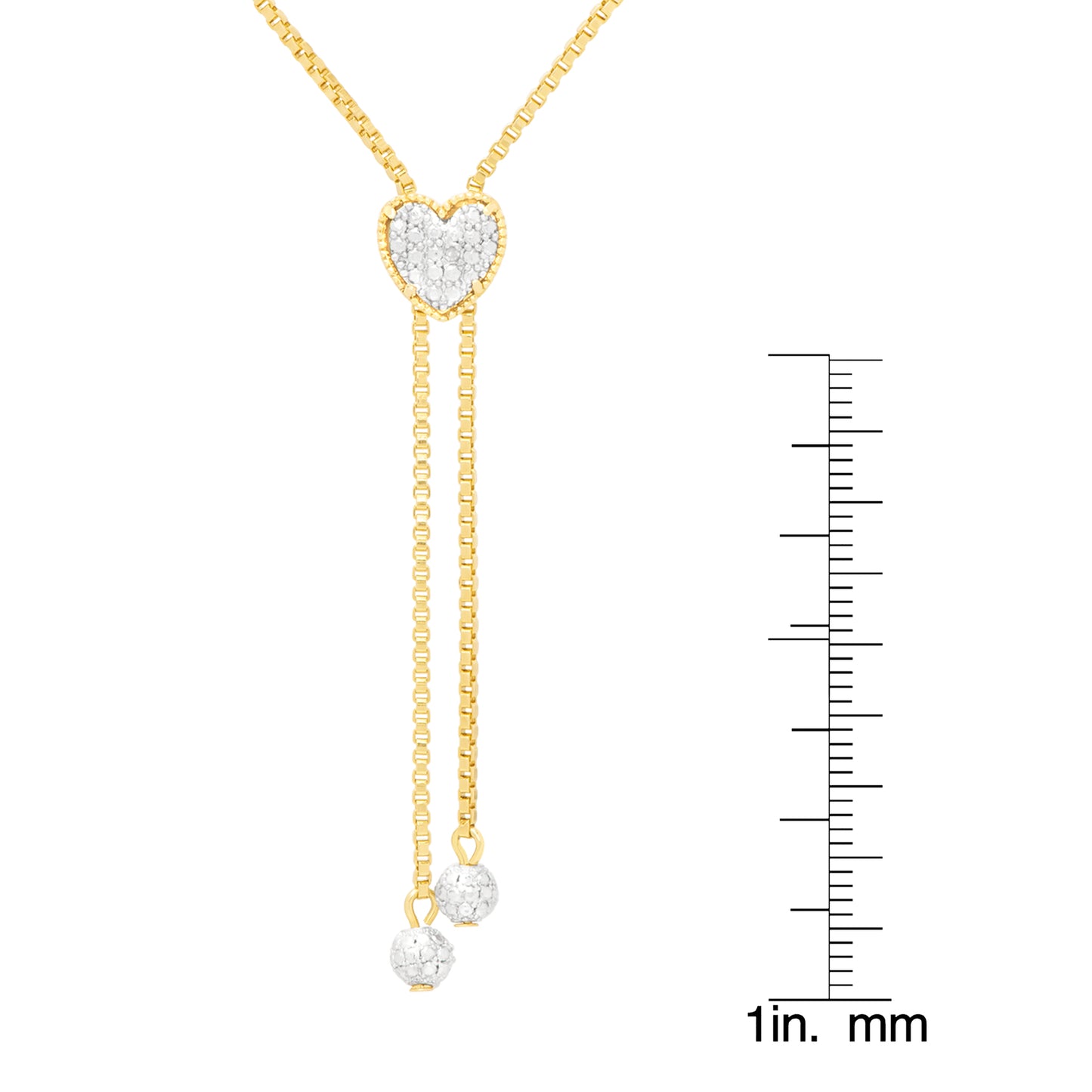 Diamond Accent Adjustable Heart 18'' Necklace in 14k Gold Plate