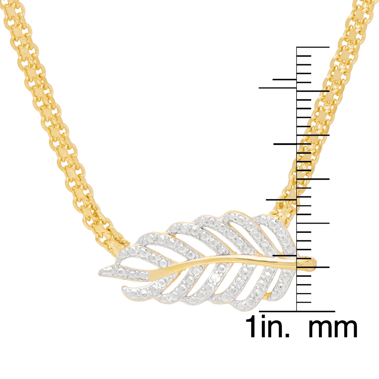 Diamond Accent Leaf 18'' Necklace in 14k Gold Plate