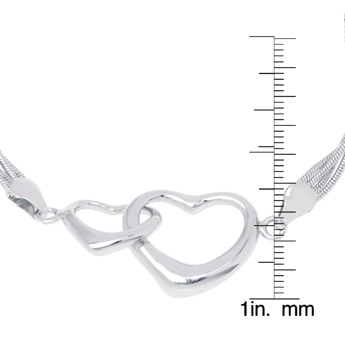 Silver Plated Cubic Zirconia Two Hearts Bracelet
