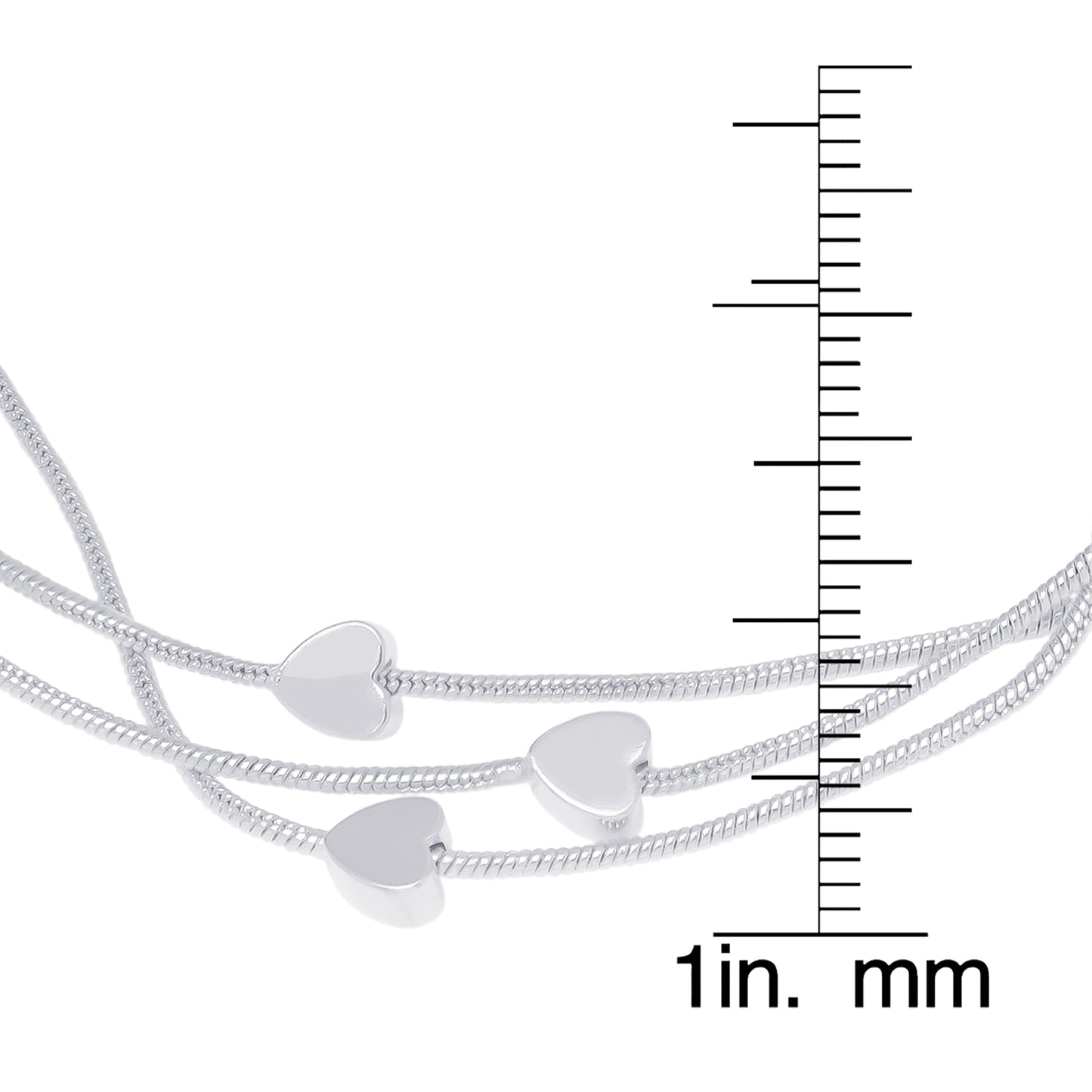 Silver Plated Cubic Zirconia Heart Multi Strand Bracelet