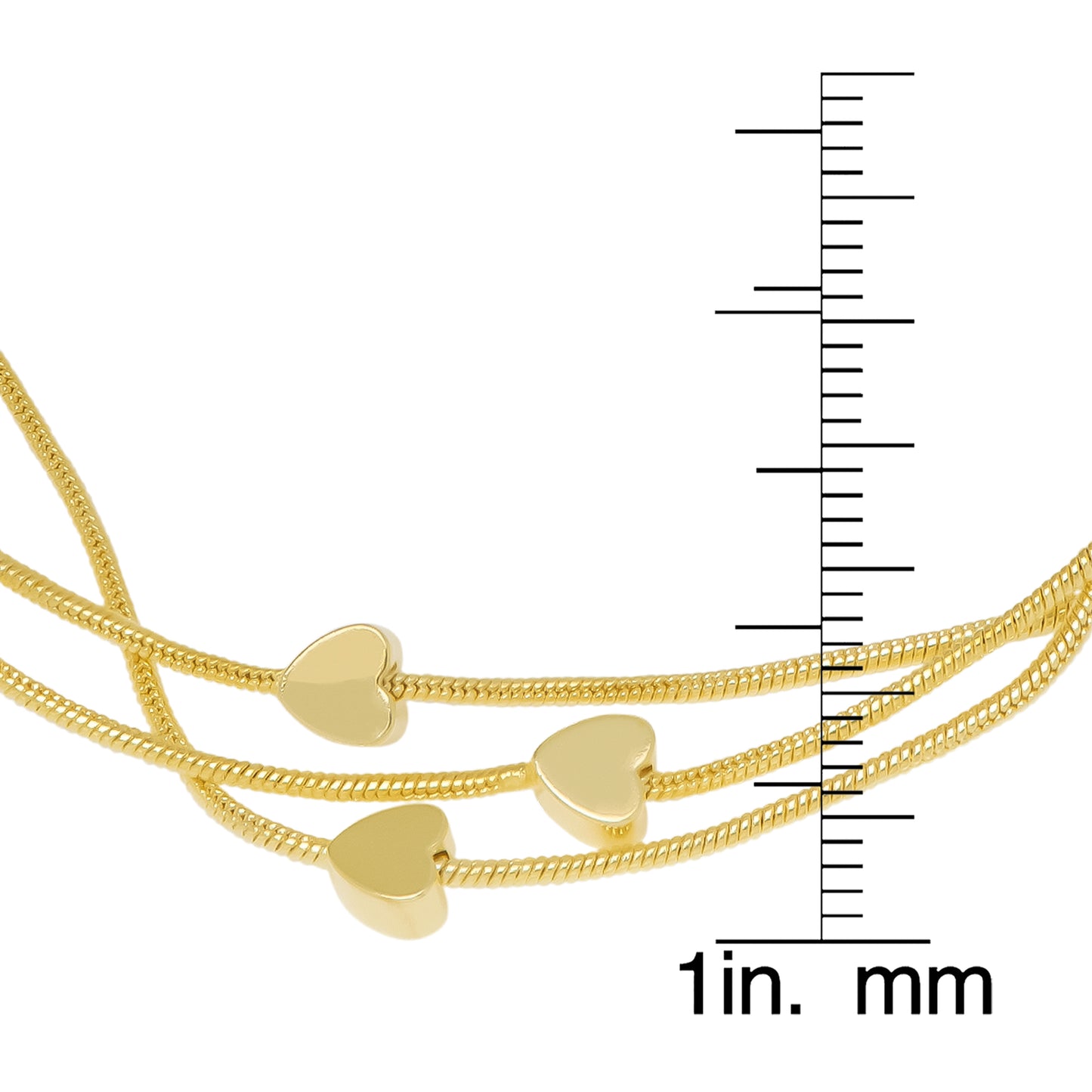 Gold Plated Cubic Zirconia Heart Multi Strand Bracelet