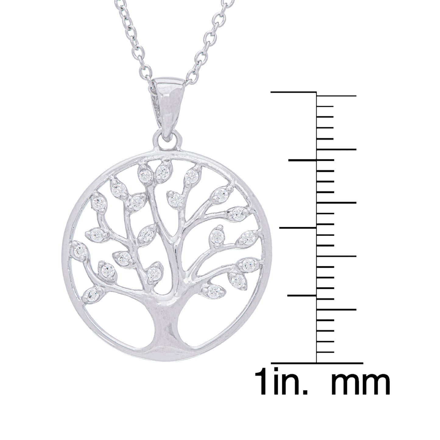 Sterling Silver Clear Cubic Zirconia Tree of Life Pendant