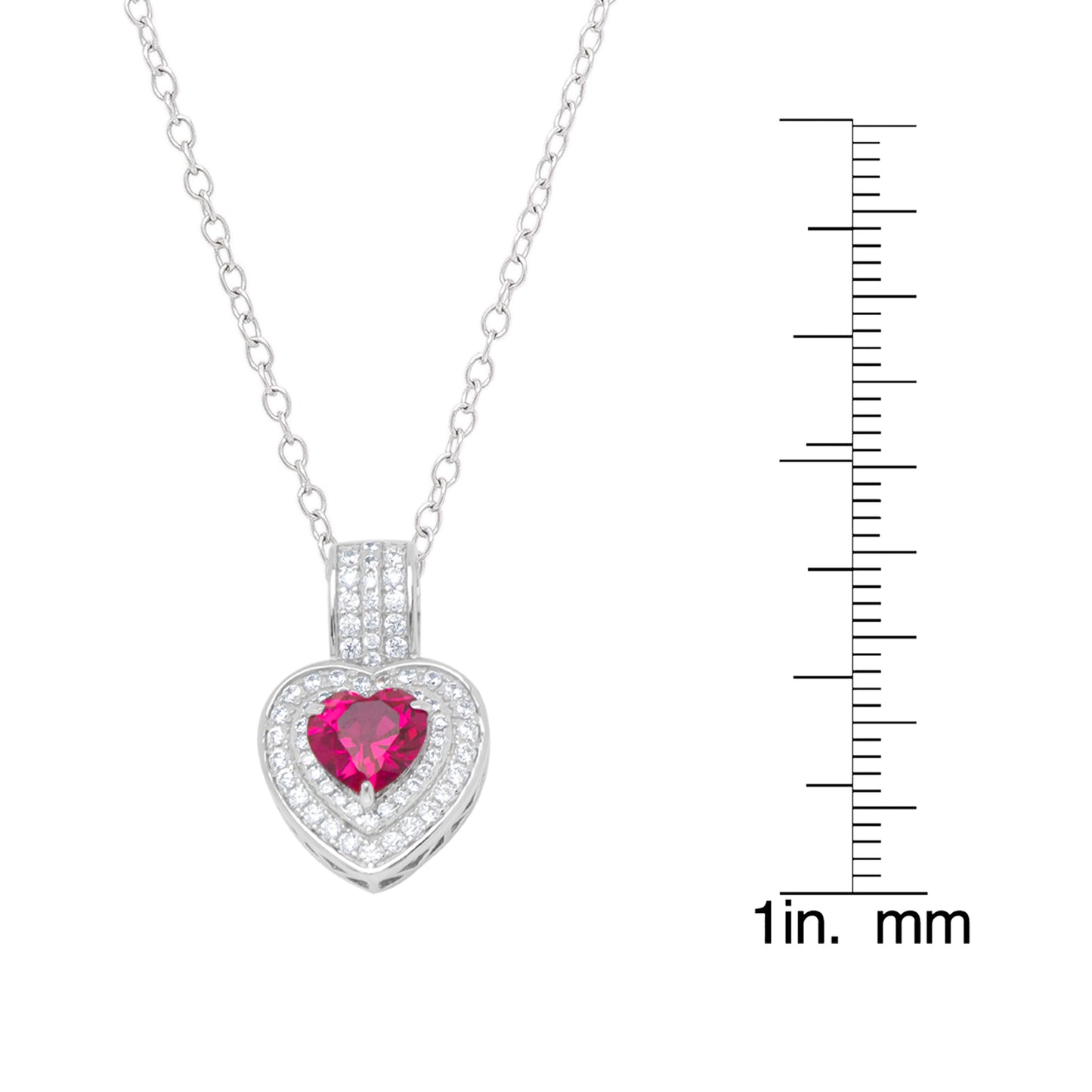 Sterling Silver Garnet Gemstone & CZ Heart Pendant
