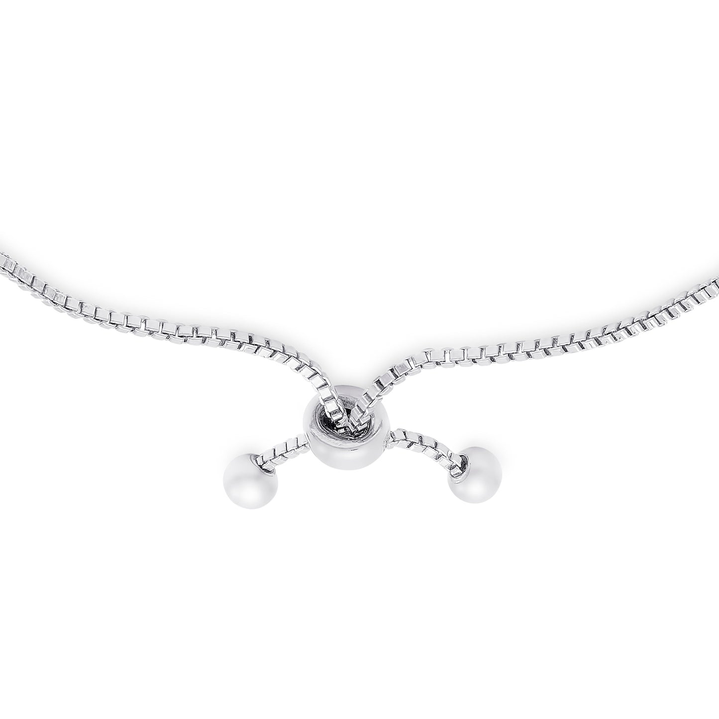 Sterling Silver Cubic Zirconia Initial Adjustable Bracelet- A