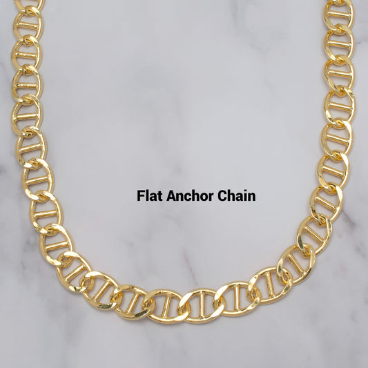 14Kt. gold plated Flat Anchor Chain Necklace-18"