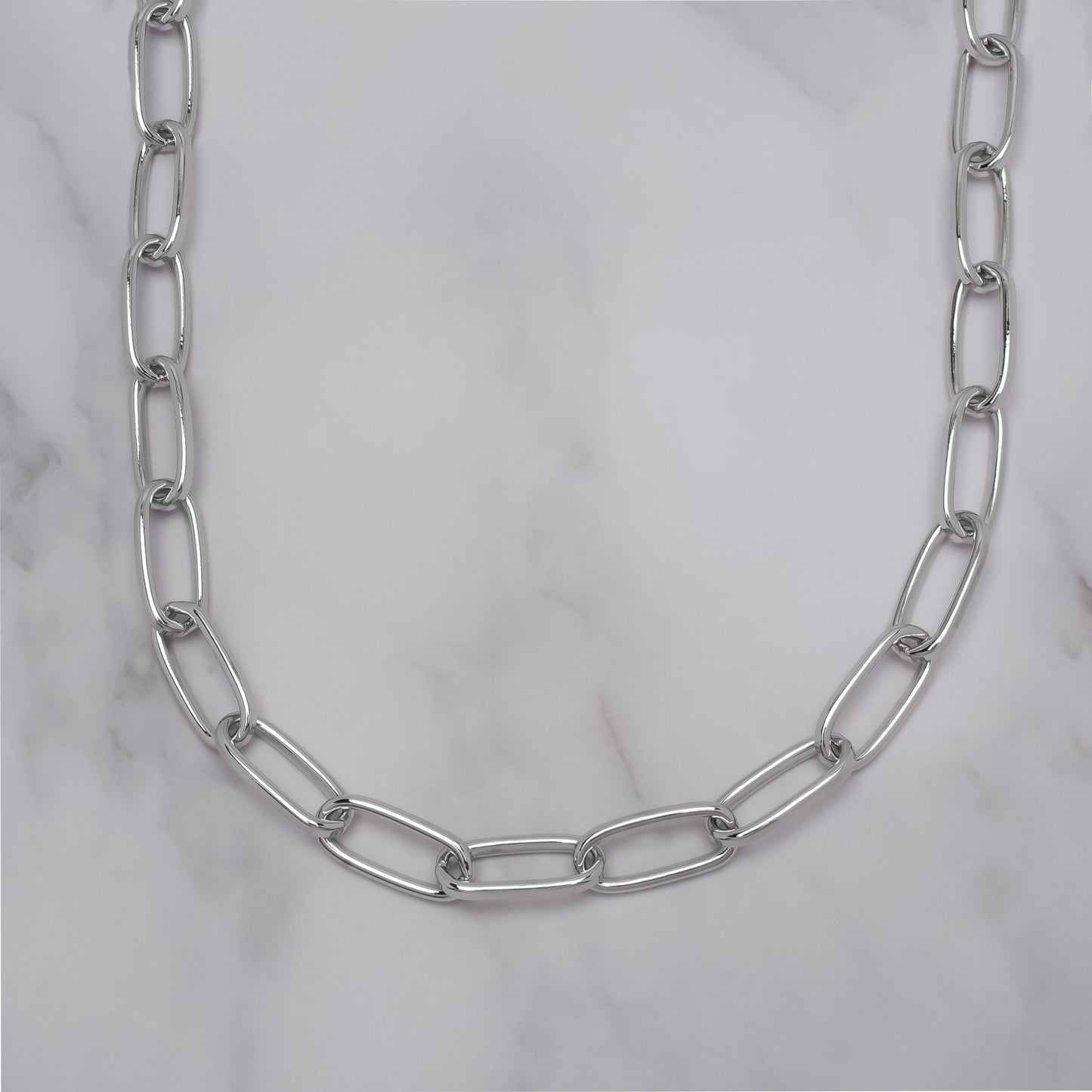 Fine Silver-plated Paperclip Chain Necklace-18"