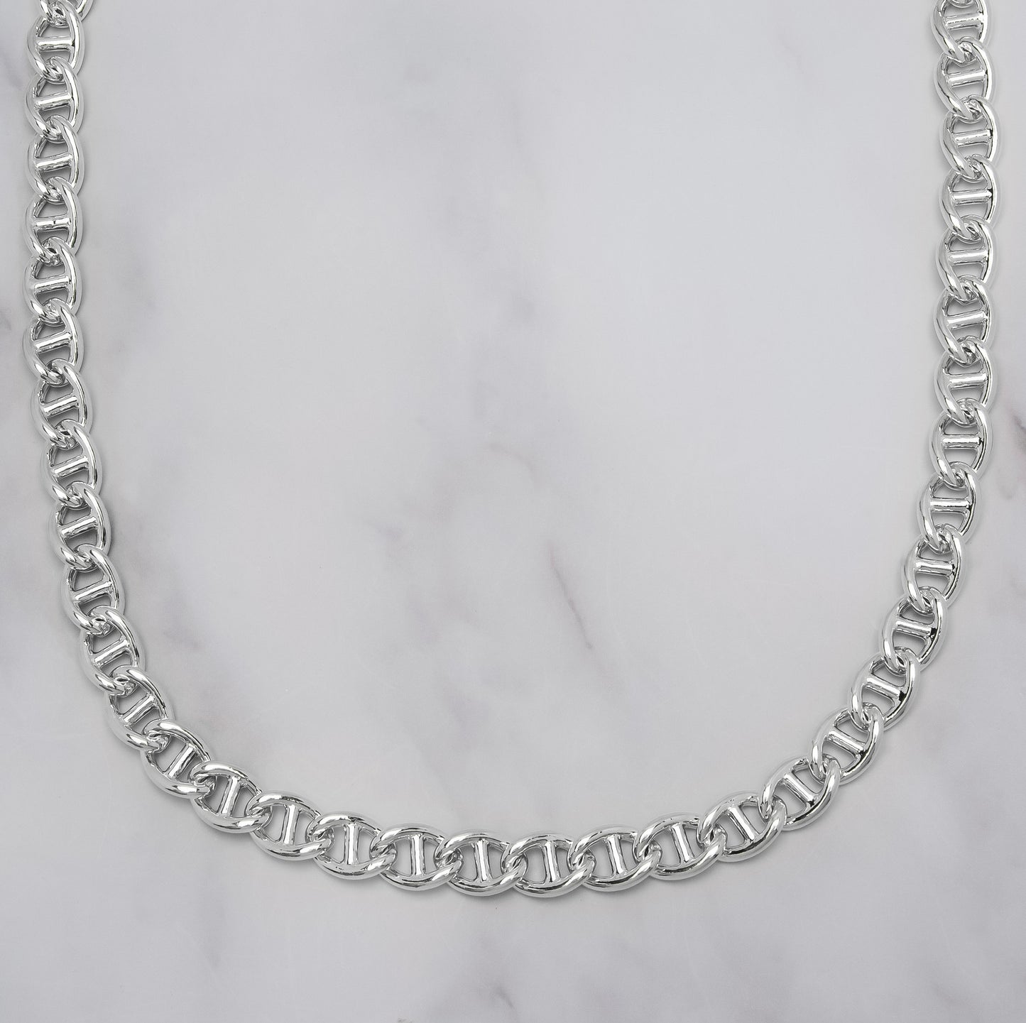 Fine Silver-plated Thick Anchor Chain Necklace-18"