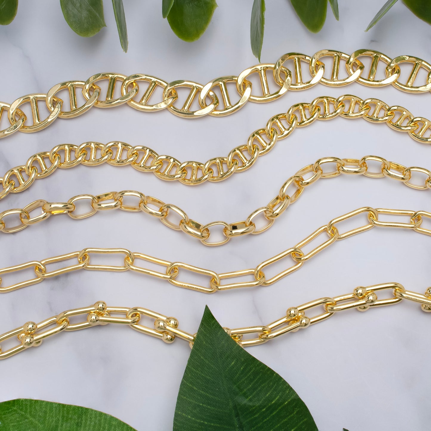 14Kt. gold plated Flat Anchor Chain Necklace-18"