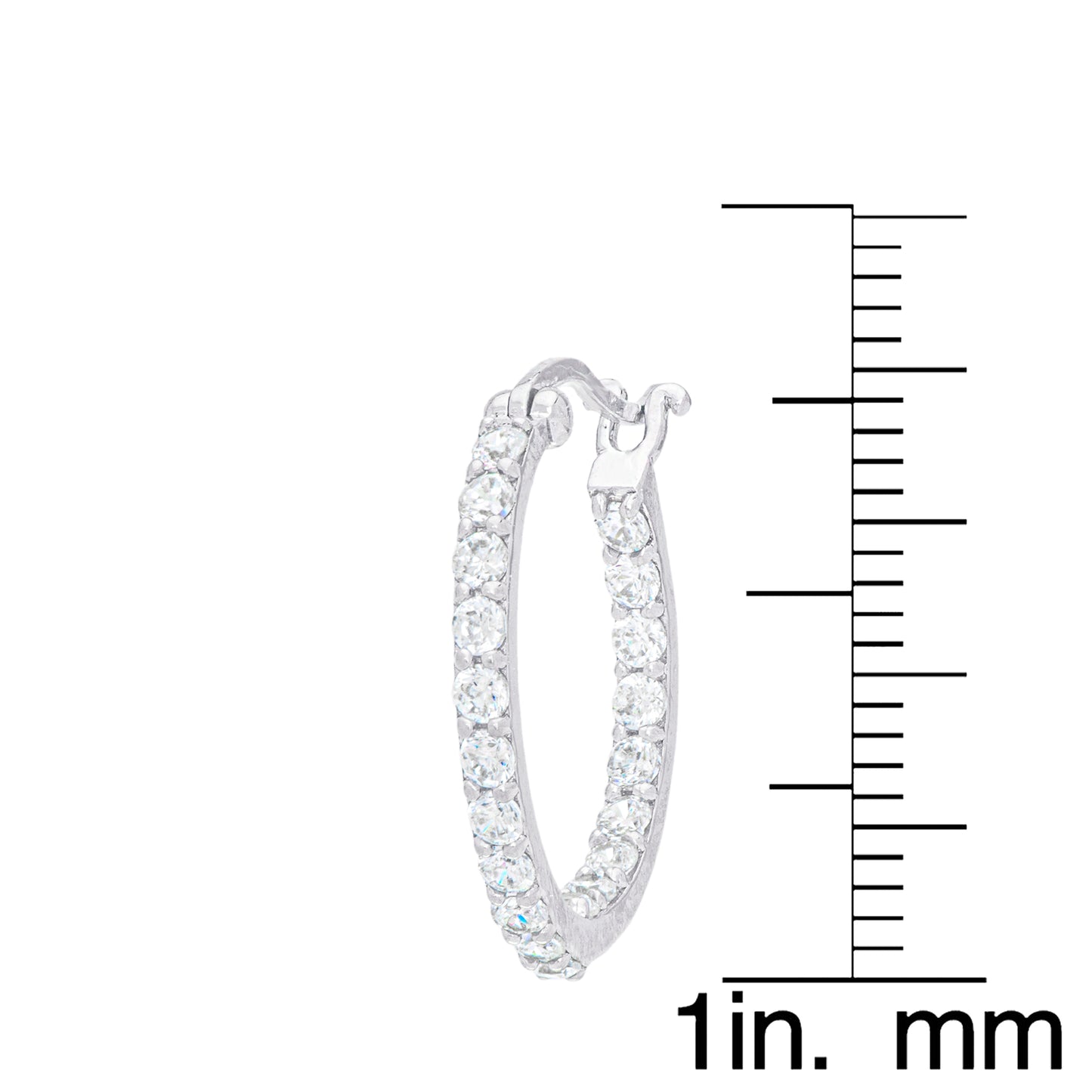 Sterling Silver Cubic Zirconia Thin Hoop Earrings