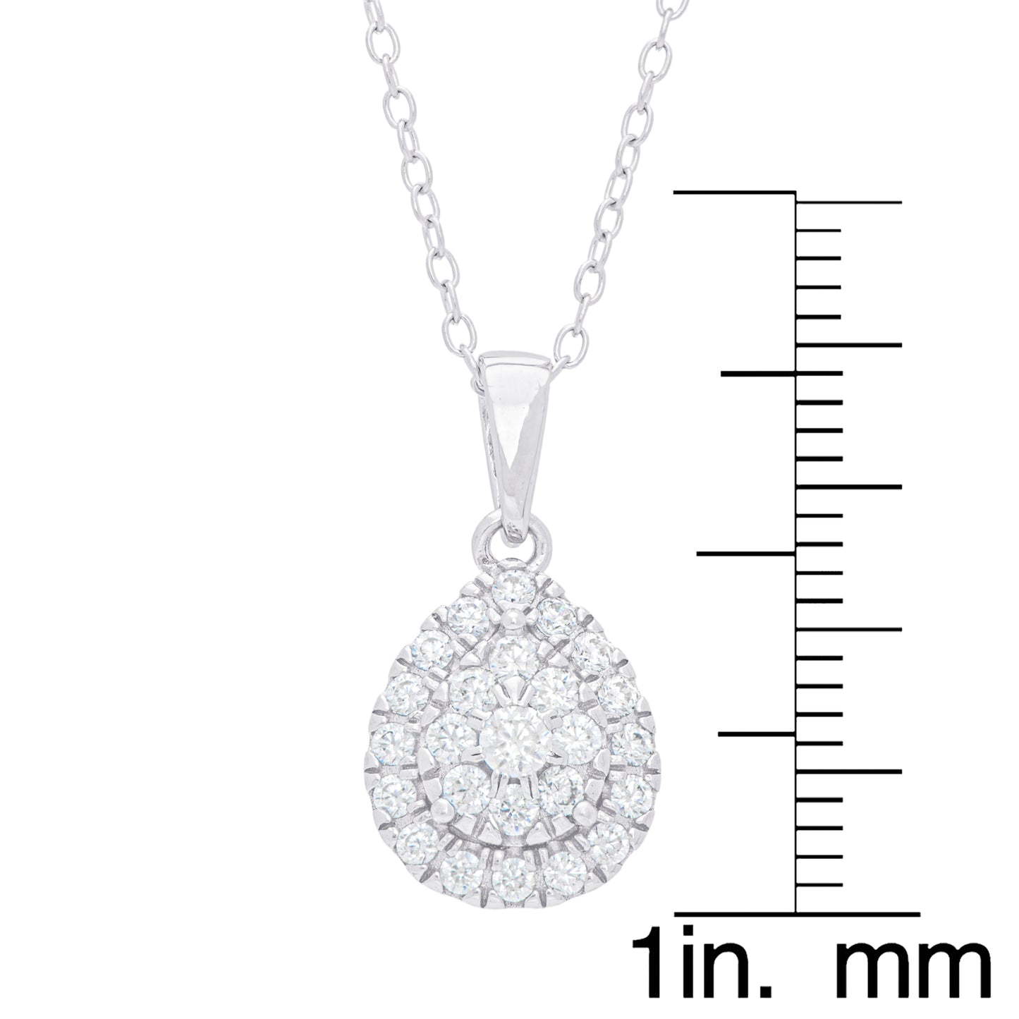 Sterling Silver Cubic Zirconia Halo Teardrop Pendant