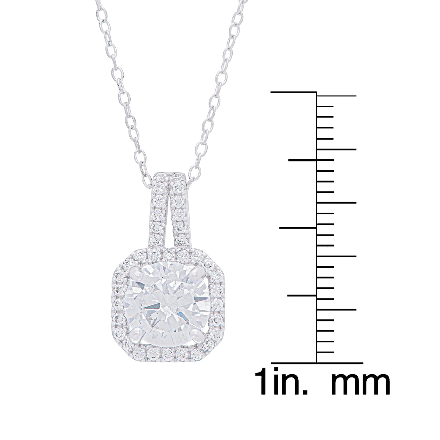 Sterling Silver Cubic Zirconia Halo Pendant