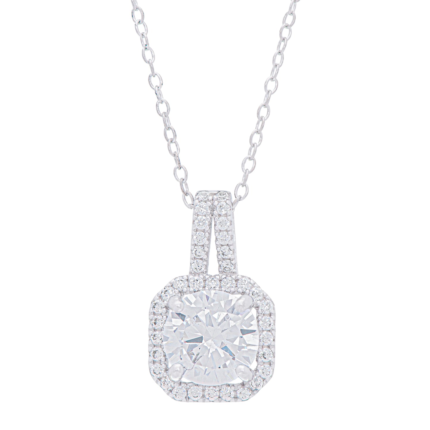 Sterling Silver Cubic Zirconia Halo Pendant