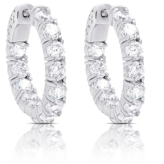 Sterling Silver Cubic Zirconia Hoop Earring