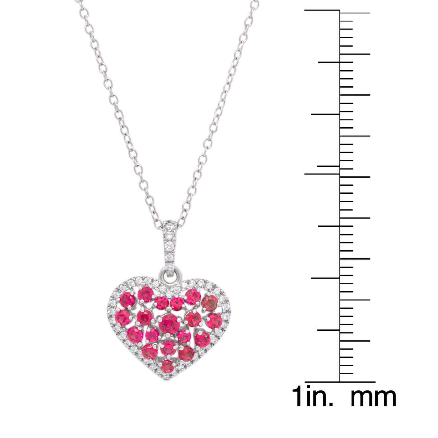 Sterling Silver Lab Ruby Gemstone Heart Pendant