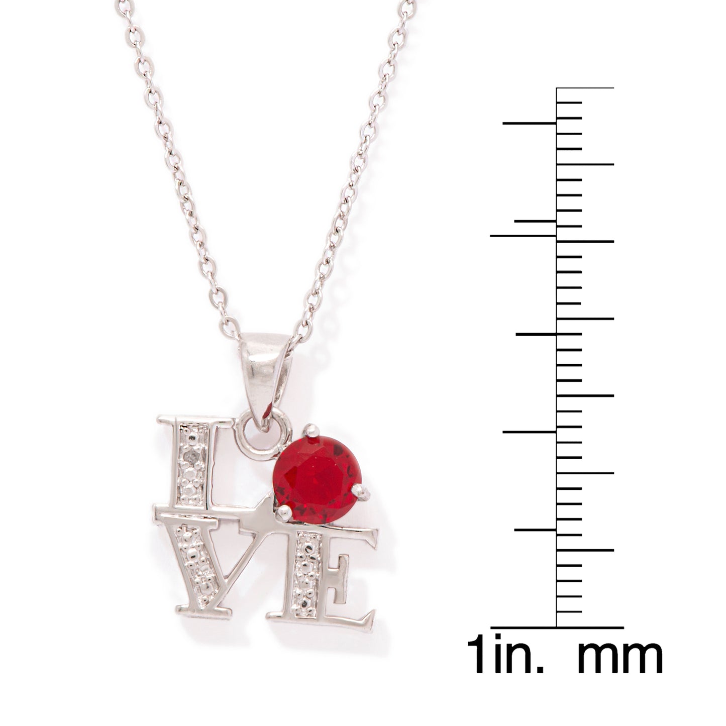 Sterling Silver Love Lab Ruby Gemstone Pendant