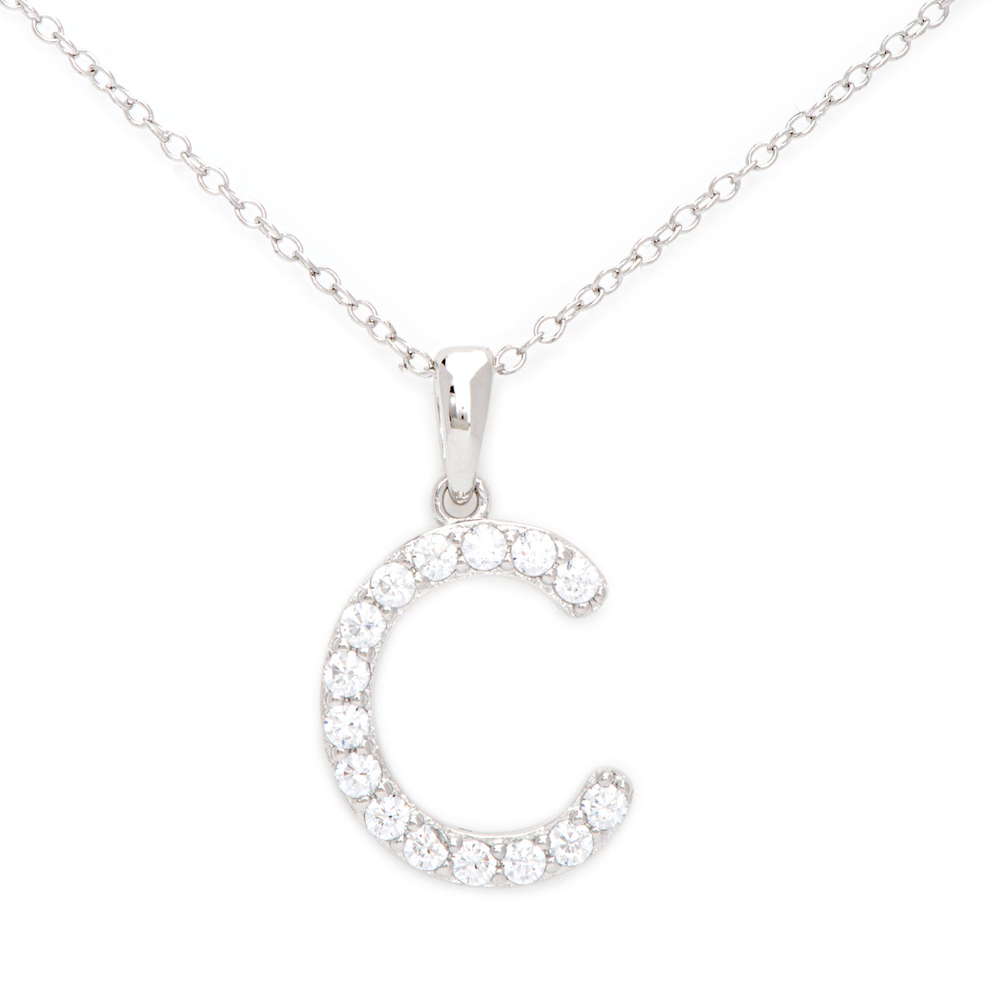 Sterling Silver Cubic Zirconia Initial Pendant