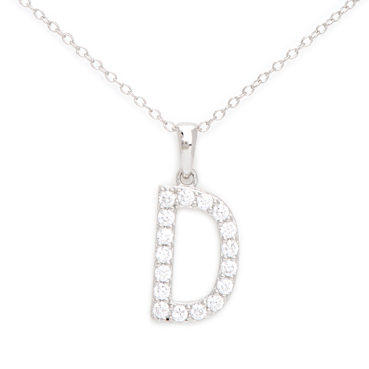 Sterling Silver Cubic Zirconia Initial Pendant