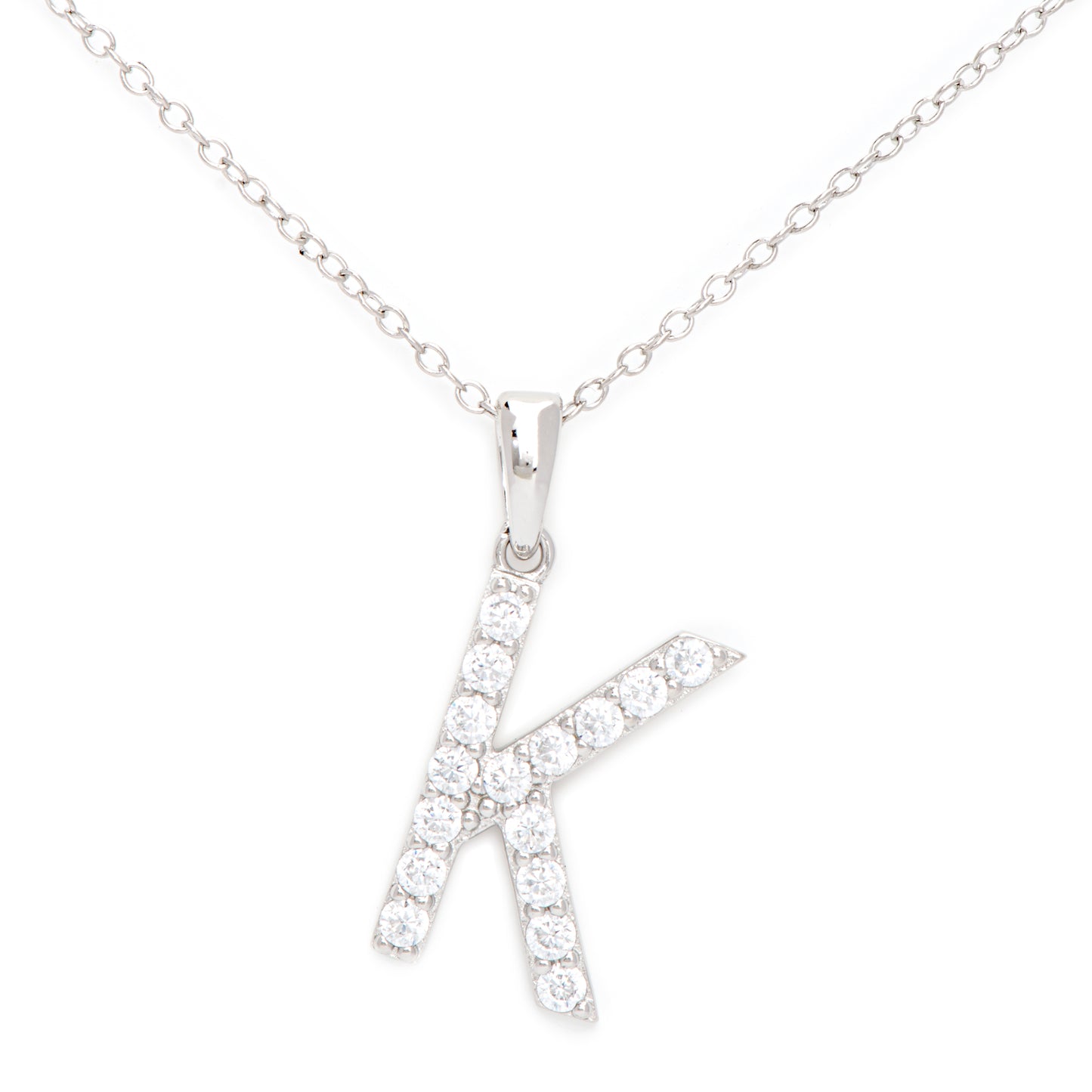 Sterling Silver Cubic Zirconia Initial Pendant