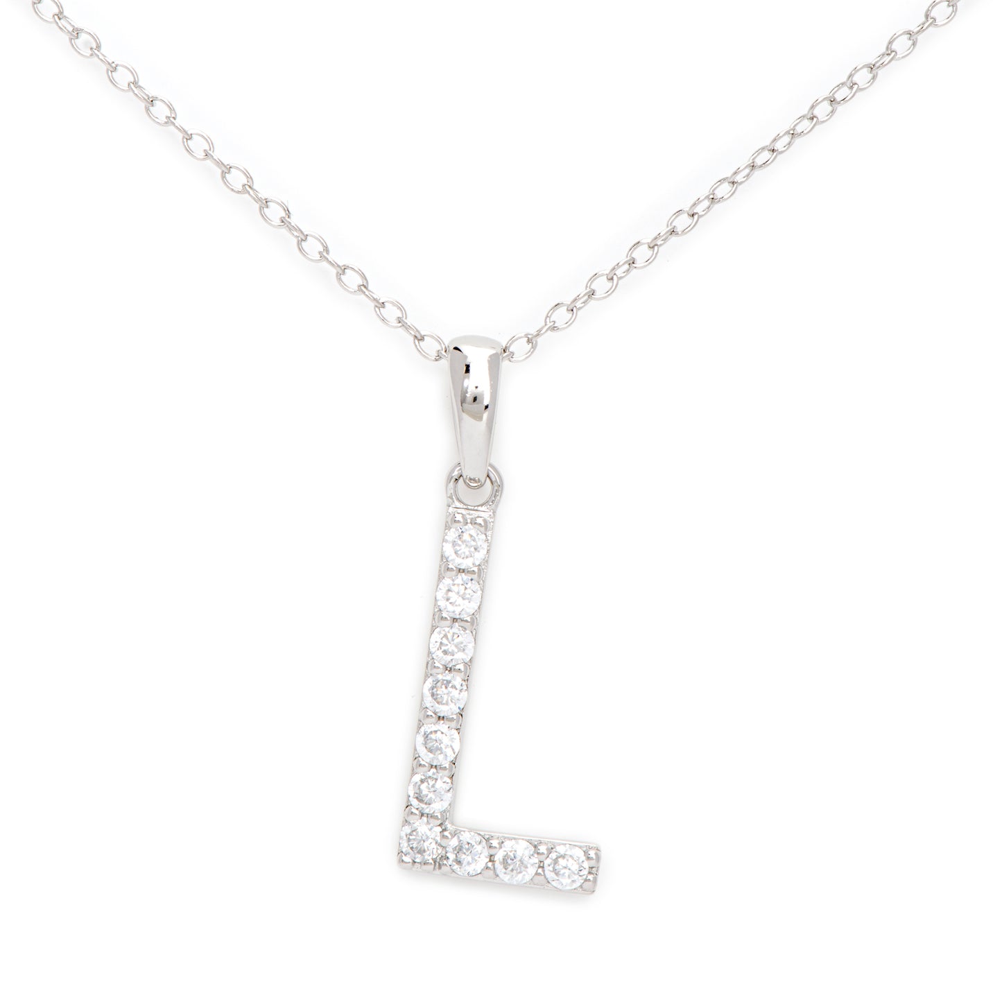 Sterling Silver Cubic Zirconia Initial Pendant