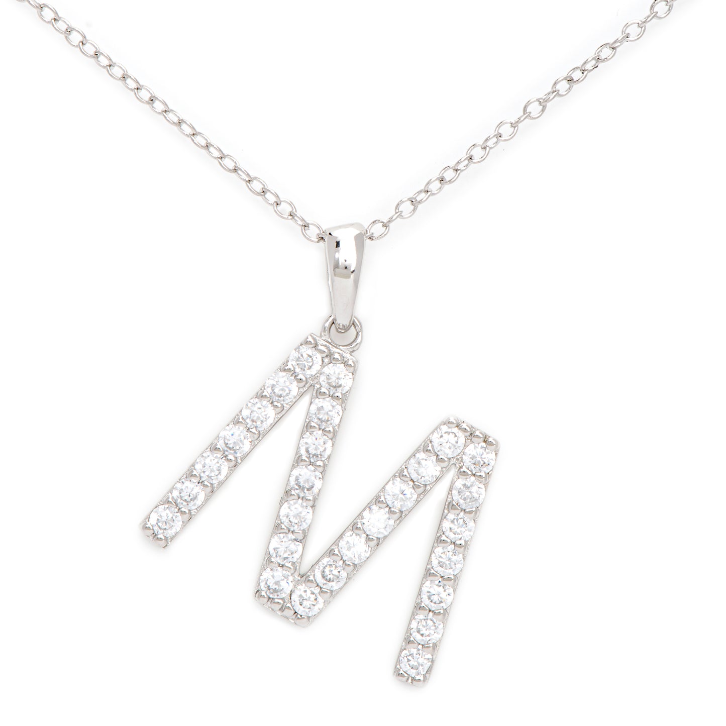 Sterling Silver Cubic Zirconia Initial Pendant