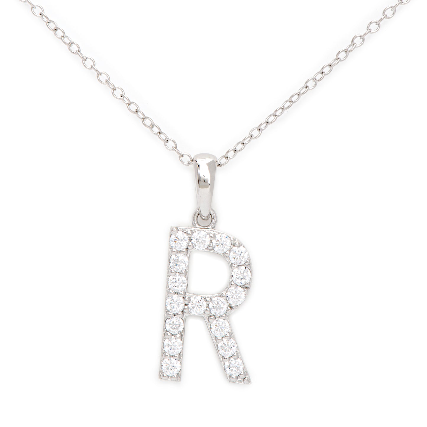 Sterling Silver Cubic Zirconia Initial Pendant