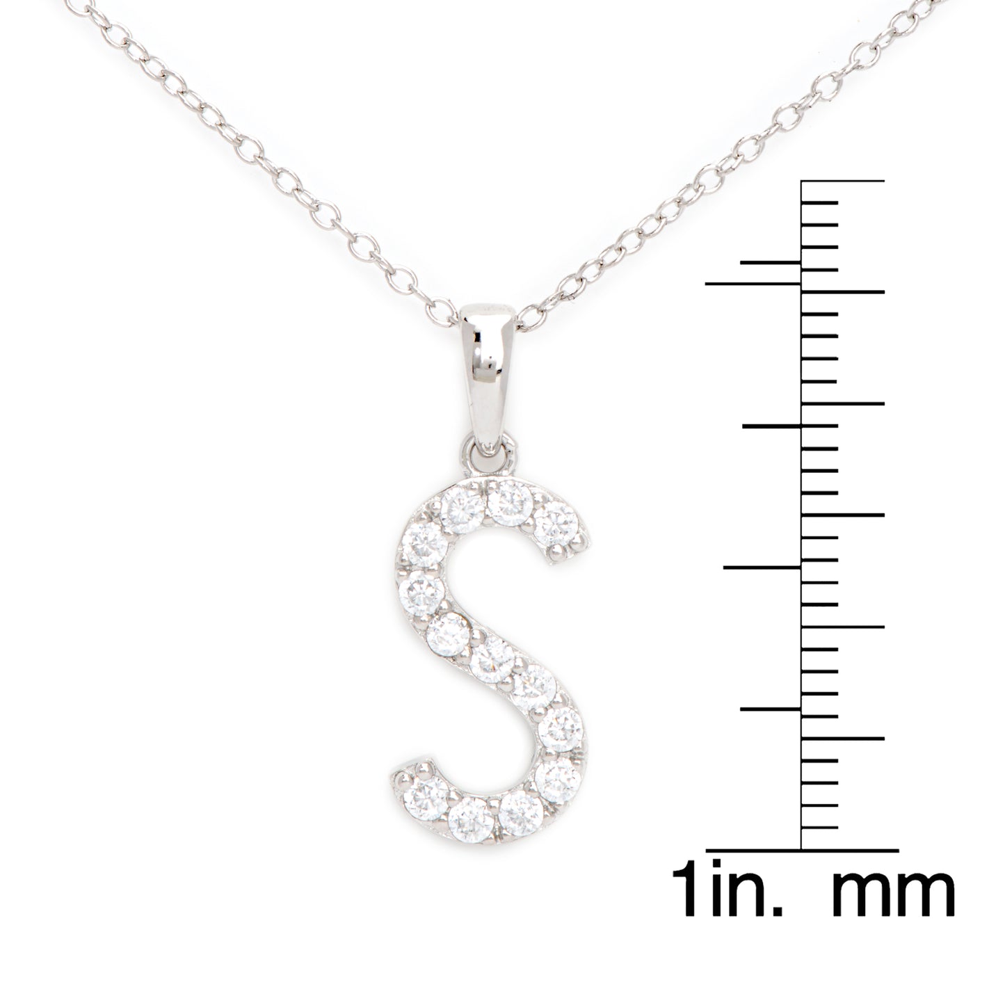 Sterling Silver Cubic Zirconia Initial Pendant