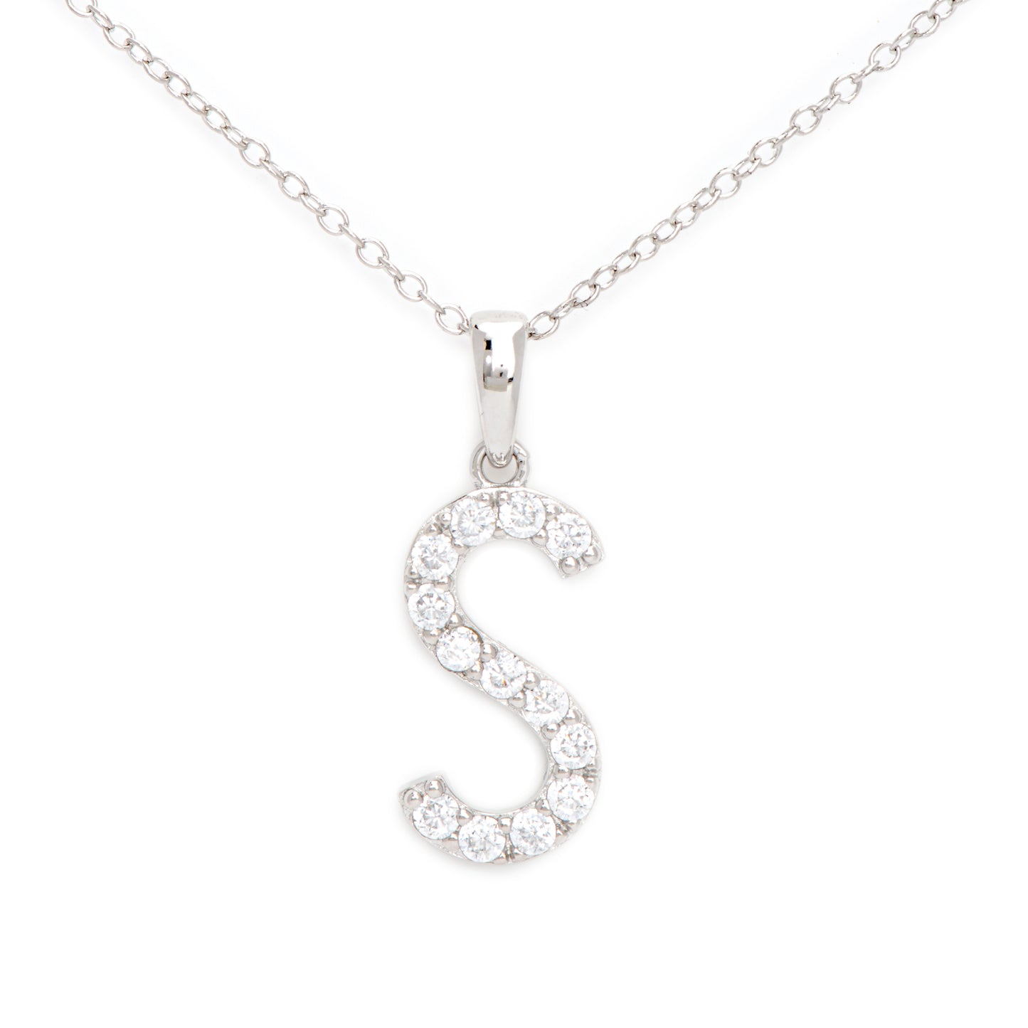 Sterling Silver Cubic Zirconia Initial Pendant