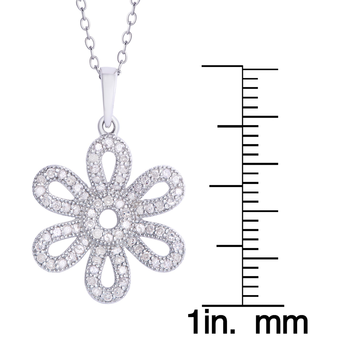 Sterling Silver .38ct Diamond Flower Pendant