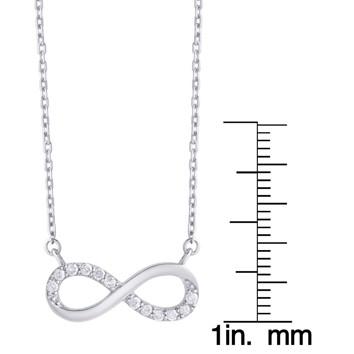 Sterling Silver .18ct Diamond Horizontal Infinity Necklace