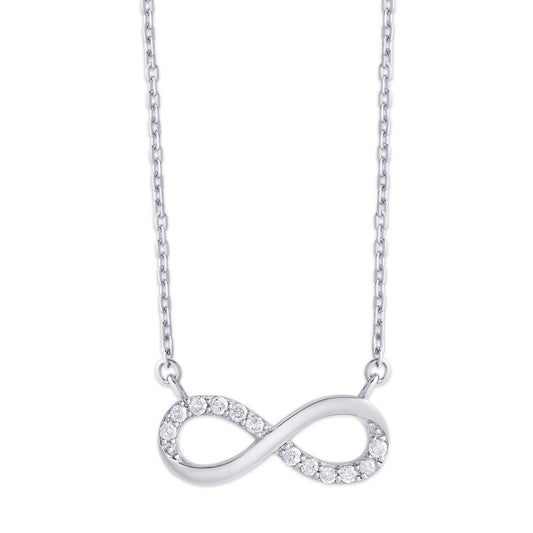 Sterling Silver .18ct Diamond Horizontal Infinity Necklace