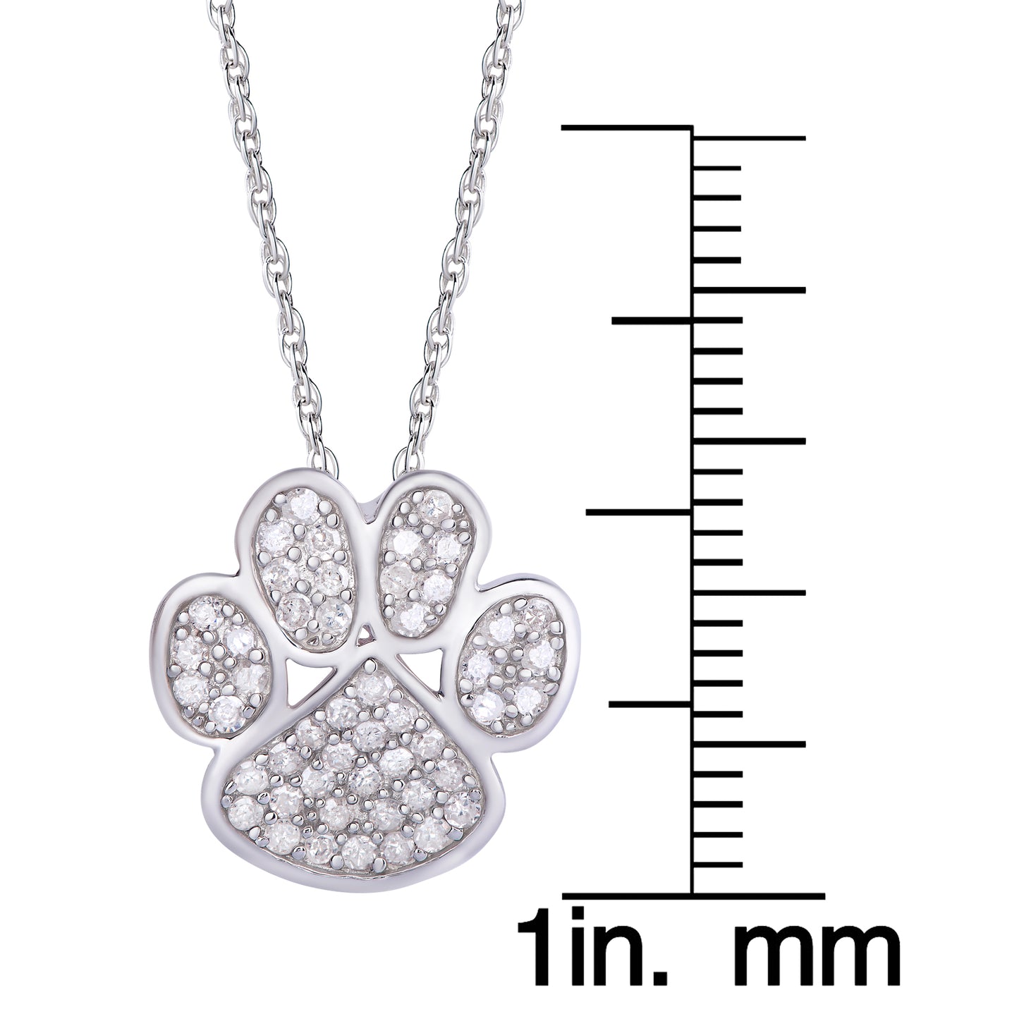 Sterling Silver .40ct Diamond Paw Print Necklace