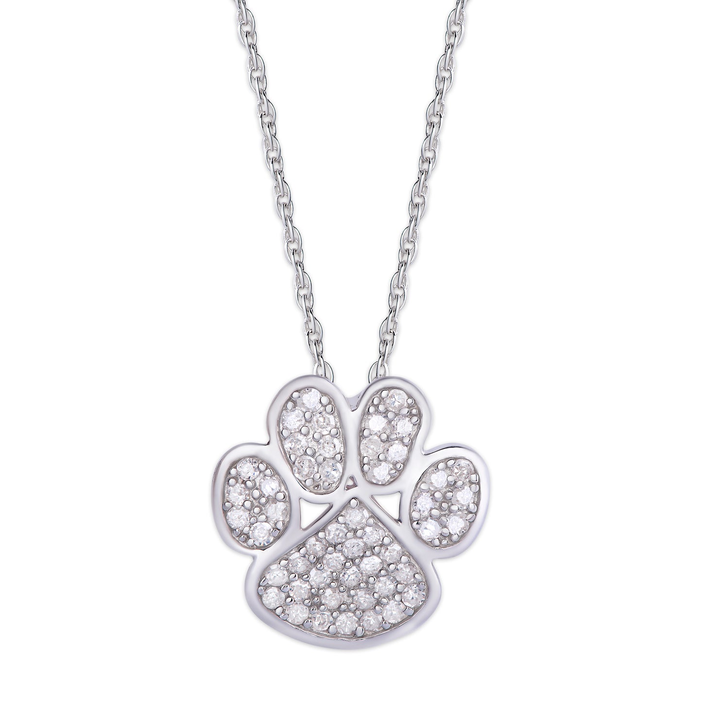 Sterling Silver .40ct Diamond Paw Print Necklace