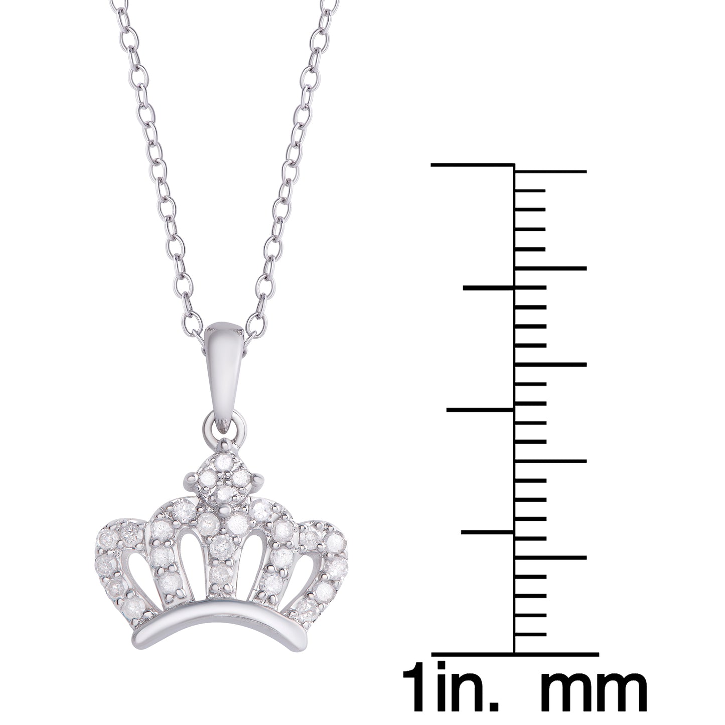 Sterling Silver .21ct Diamond Crown Pendant