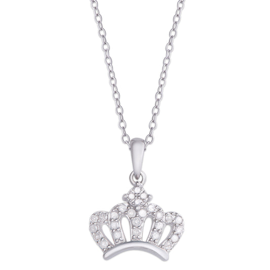 Sterling Silver .21ct Diamond Crown Pendant