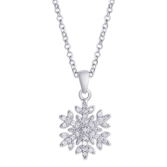 Sterling Silver 1/4ct Diamond Snowflake Pendant