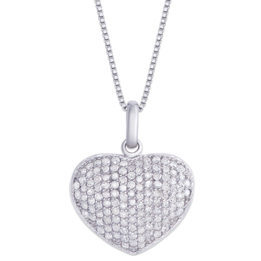 Sterling Silver .60ct Diamond Heart Locket Pendant