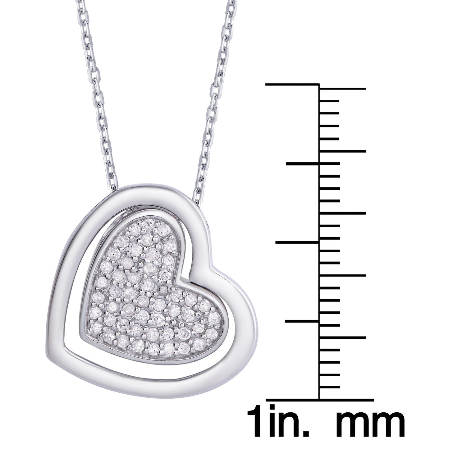 Sterling Silver 1/4ct Diamond Double Heart Necklace