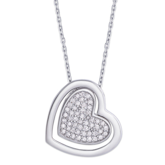 Sterling Silver 1/4ct Diamond Double Heart Necklace