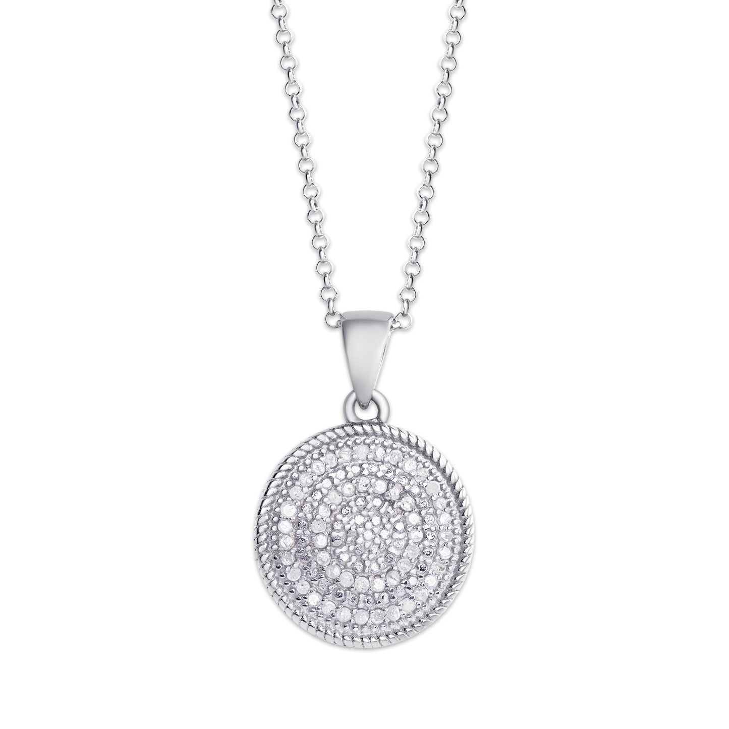 Sterling Silver 1/4ct Diamond Round Pendant