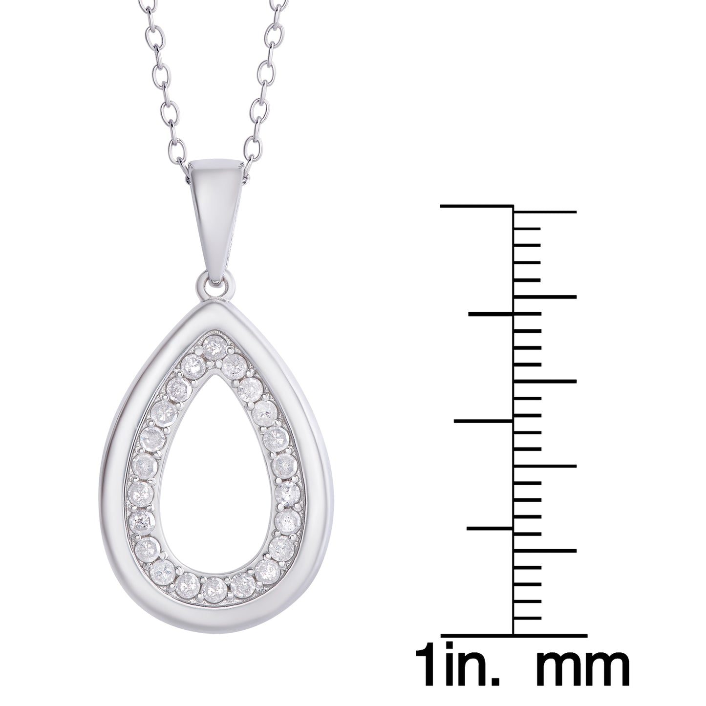 Sterling Silver .35ct Diamond Pear Drop Necklace