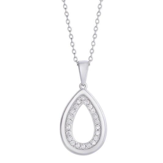 Sterling Silver .35ct Diamond Pear Drop Necklace