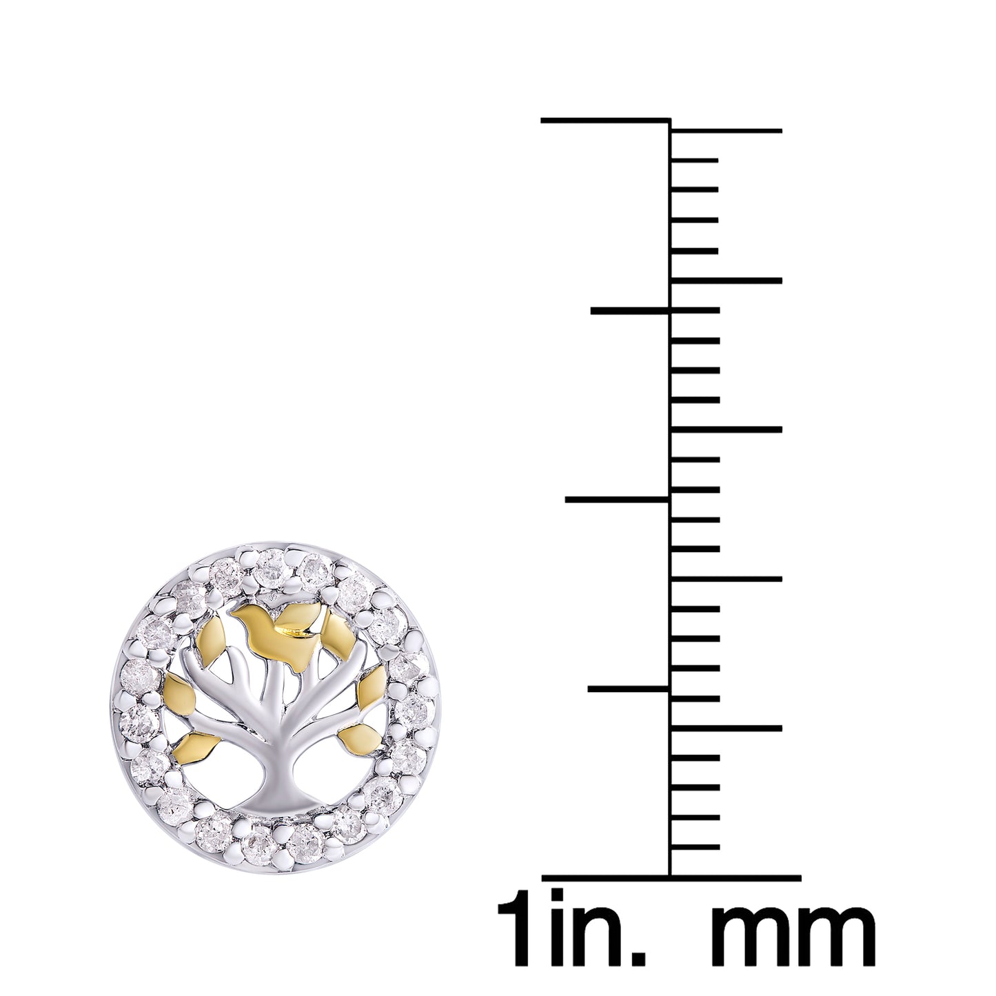 Sterling Silver .35Ct Diamond Tree Round Stud Earring